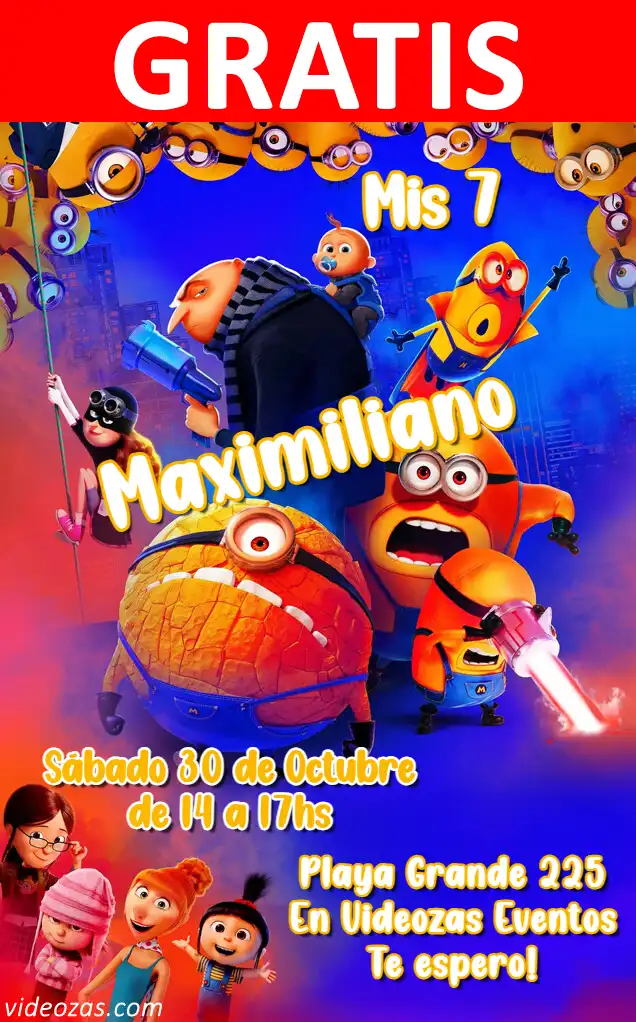 Invitación de cumpleaños personalizada gratis minions 04