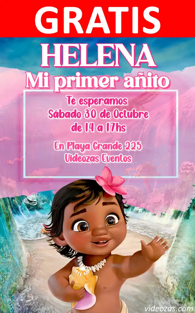 Invitación de cumpleaños personalizada gratis moana 04