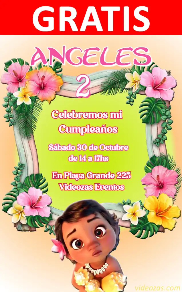 Convite Moana GRÁTIS | Editável e Personalizável | Fácil e Rápido | Faça Online Agora!