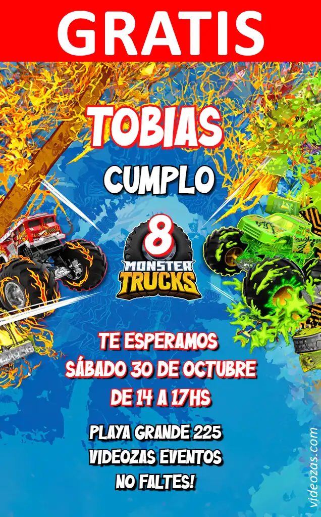 Convite de aniversário personalizado grátis monster_trucks 02