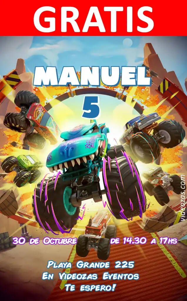 Convite de aniversário personalizado grátis monster_trucks 04