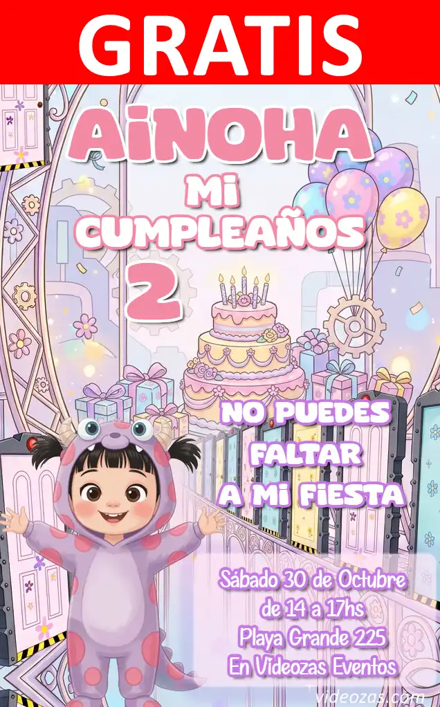 Invitación Monsters Inc GRATIS | Editable y Personalizable | Fácil y Rápido | Hacer Online Ahora!