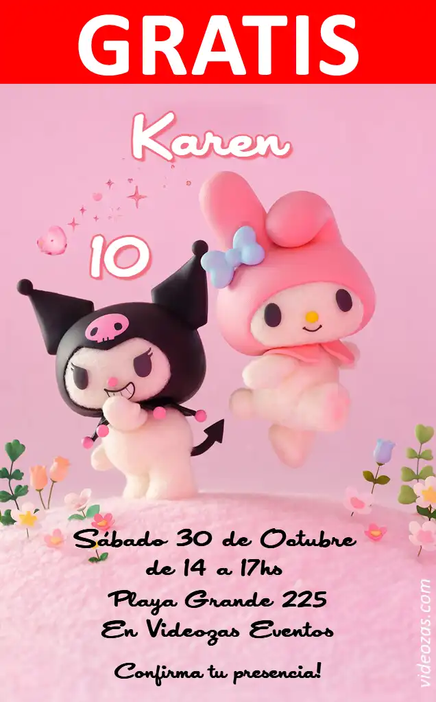 Convite de aniversário personalizado grátis my_melody 01