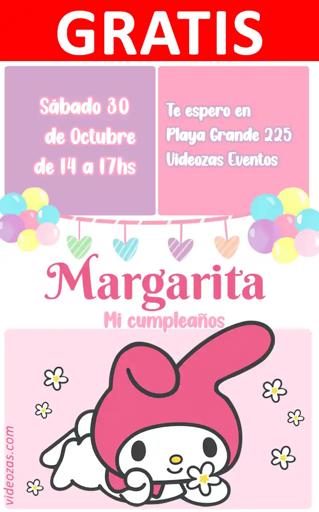 Invito My Melody GRATIS | Modificabile e Personalizzabile | Facile e Veloce | Crea Online Ora!