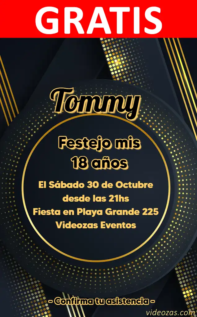 Invitación de cumpleaños personalizada gratis negro_dorado 02