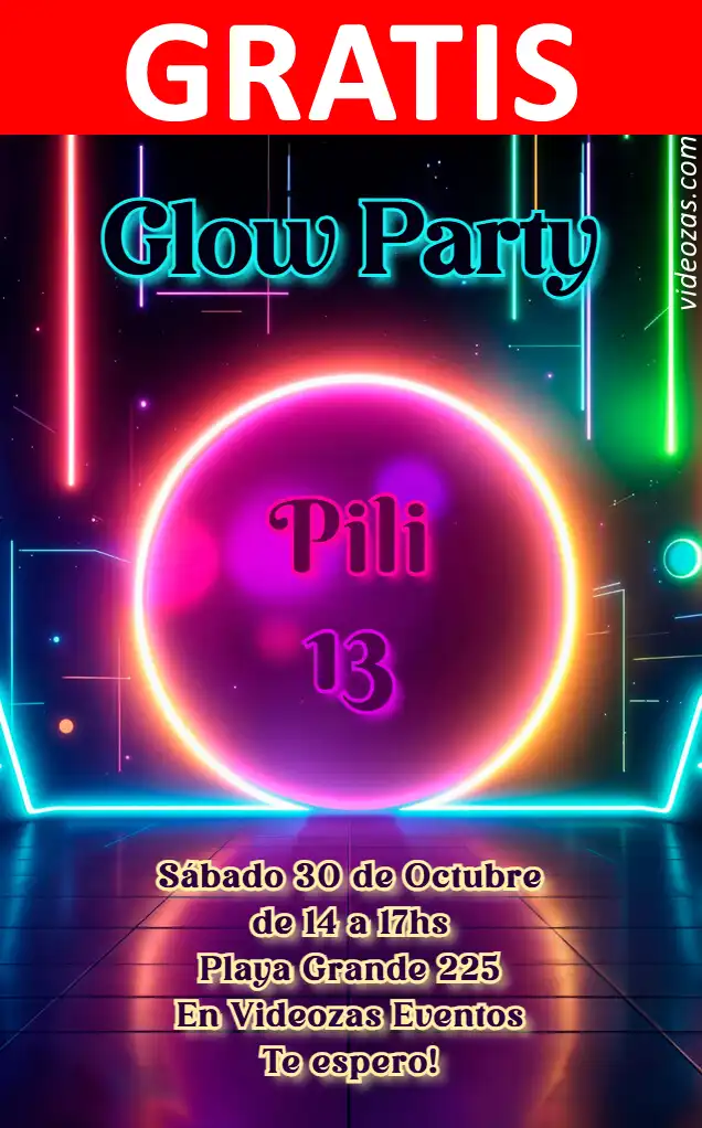 Convite de aniversário personalizado grátis neon_glow 01