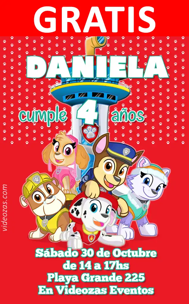 Invitación Patrulla de Cachorros GRATIS | Editable y Personalizable | Fácil y Rápido | Hacer Online Ahora!