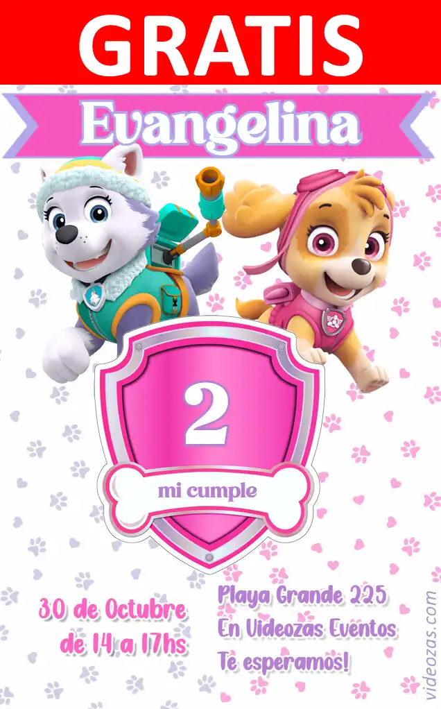 Convite Paw Patrol GRÁTIS | Editável e Personalizável | Fácil e Rápido | Faça Online Agora!