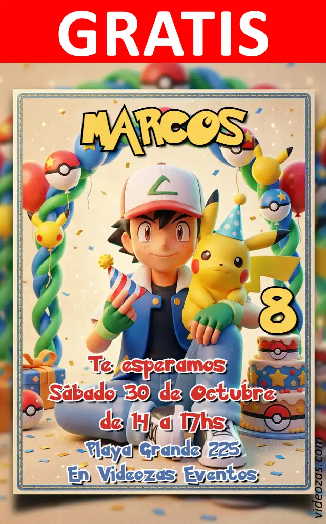 Invitación Pokemon GRATIS | Editable y Personalizable | Fácil y Rápido | Hacer Online Ahora!