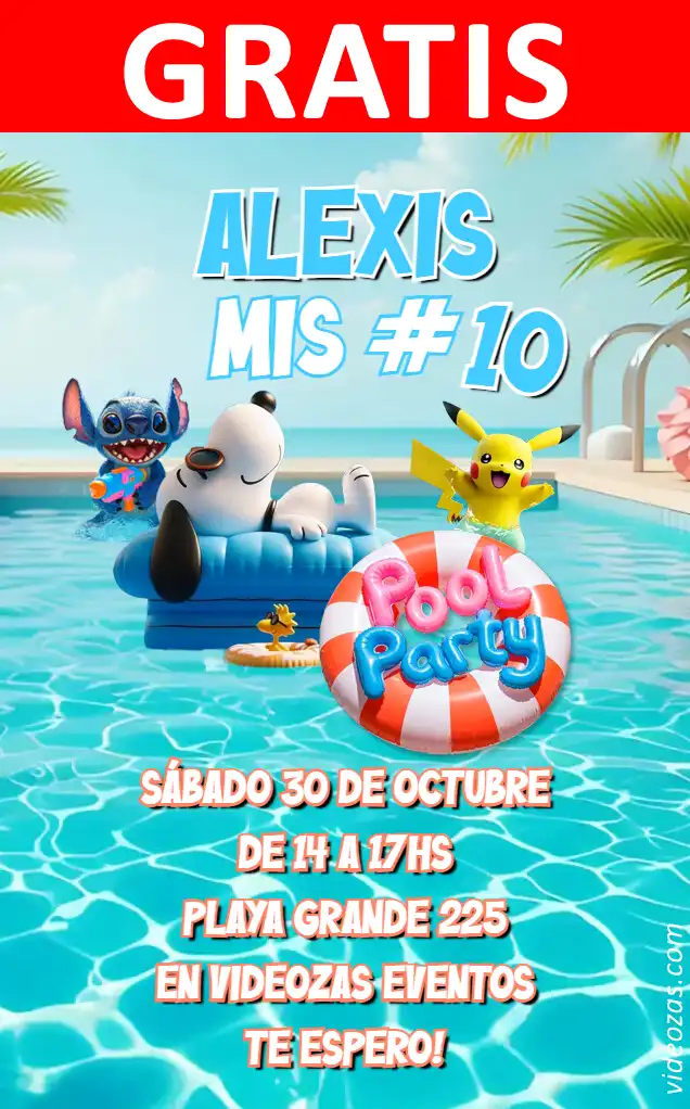 Invitación de cumpleaños personalizada gratis pool_party 04