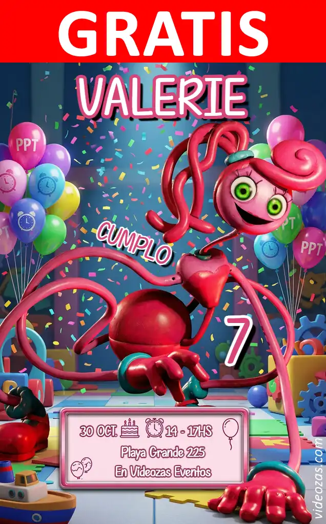 Invitación de cumpleaños personalizada gratis poppy_playtime 02