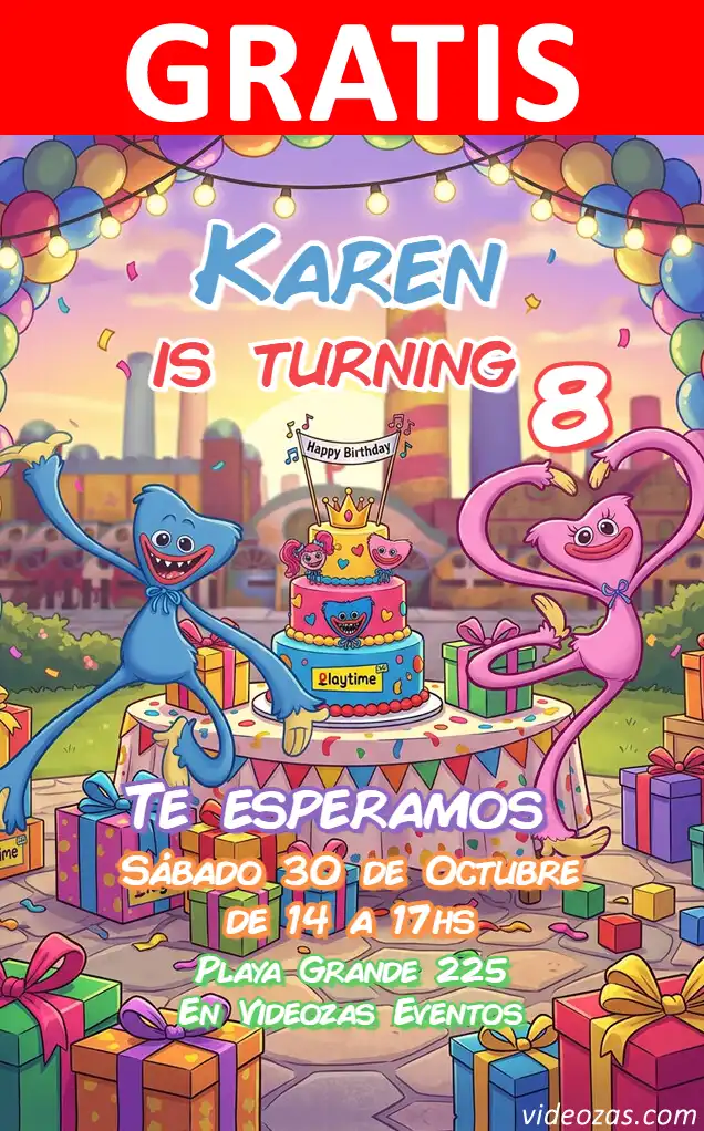 Invitación de cumpleaños personalizada gratis poppy_playtime 03