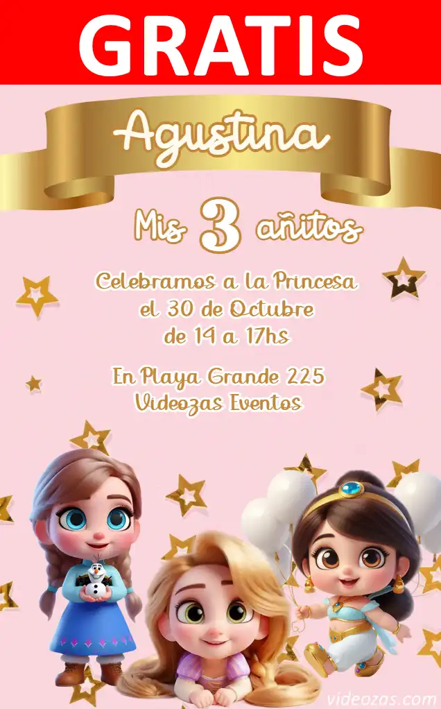 Convite de aniversário personalizado grátis princesas_baby 02