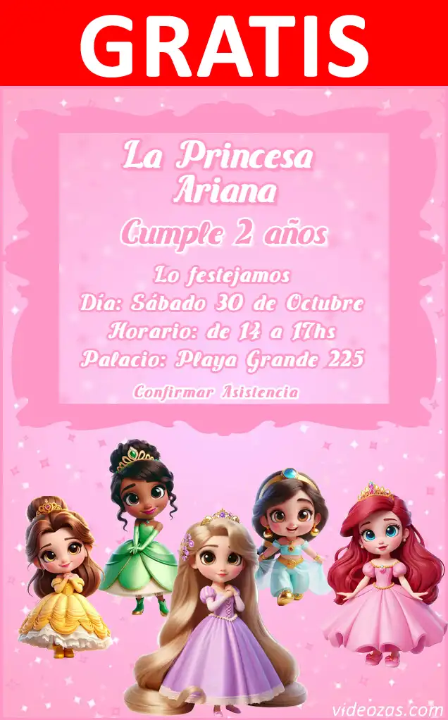 Convite de aniversário personalizado grátis princesas_baby 04