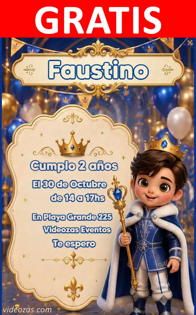 Convite Príncipe GRÁTIS | Editável e Personalizável | Fácil e Rápido | Faça Online Agora!