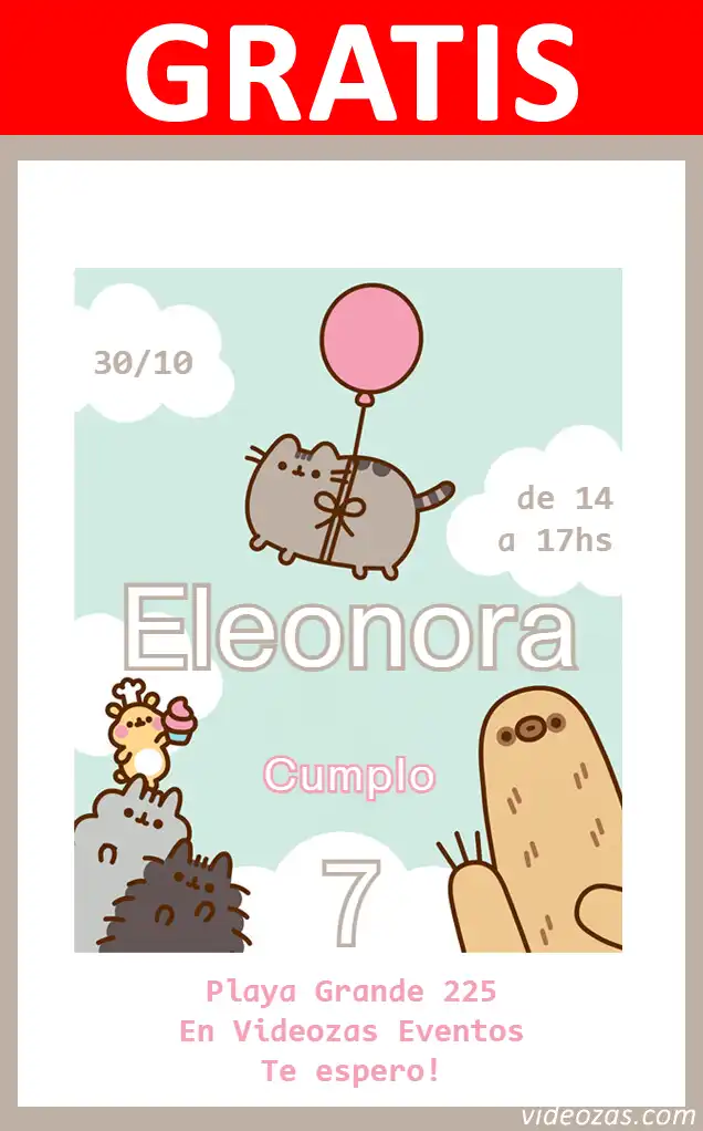 Invito Pusheen the cat GRATIS | Modificabile e Personalizzabile | Facile e Veloce | Crea Online Ora!
