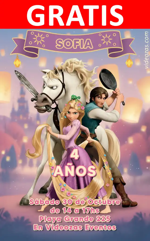 Invito di compleanno personalizzato gratis rapunzel 02