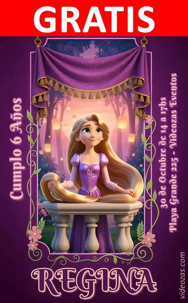 Invito di compleanno personalizzato gratis rapunzel 03