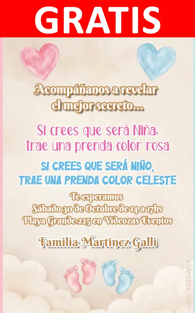 Invitación de cumpleaños personalizada gratis revelacion 03