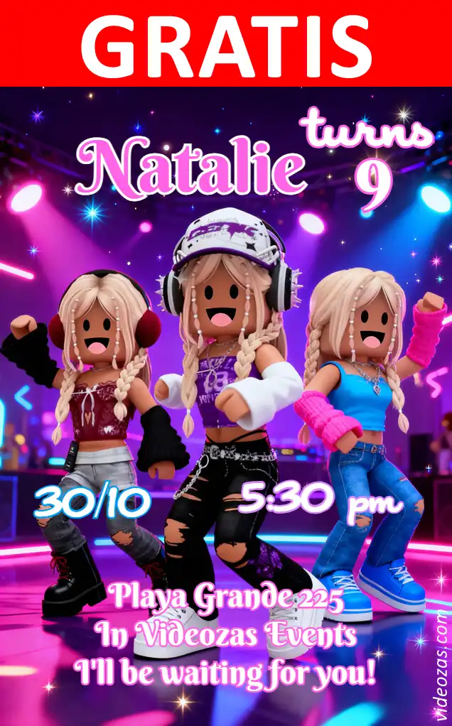 Invitación de cumpleaños personalizada gratis roblox_girls 01