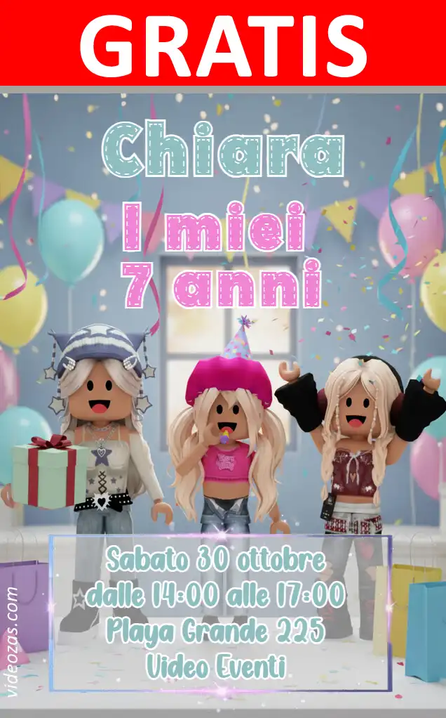 Invitación de cumpleaños personalizada gratis roblox_girls 03