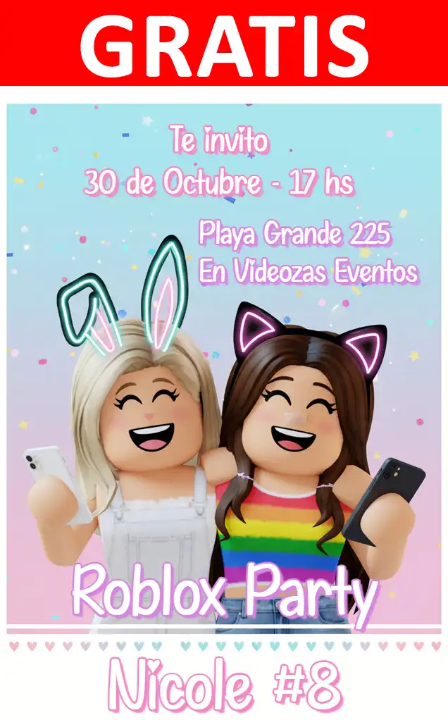 Invitación de cumpleaños personalizada gratis roblox_girls 04