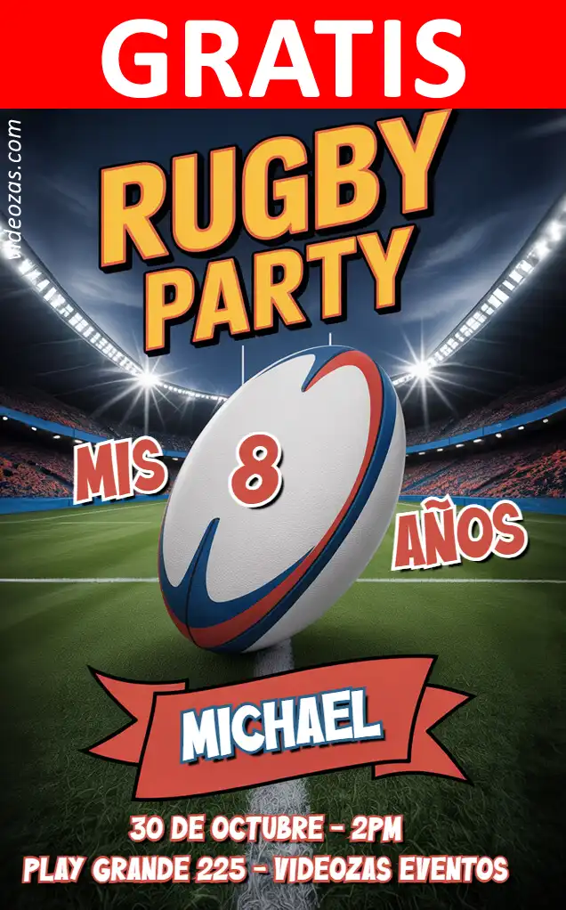 Invitación Rugby GRATIS | Editable y Personalizable | Fácil y Rápido | Hacer Online Ahora!