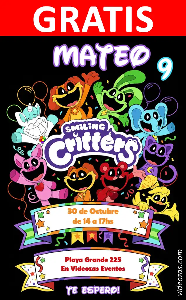 Invitación Criaturas Sonrientes Smiling Critters GRATIS | Editable y Personalizable | Fácil y Rápido | Hacer Online Ahora!