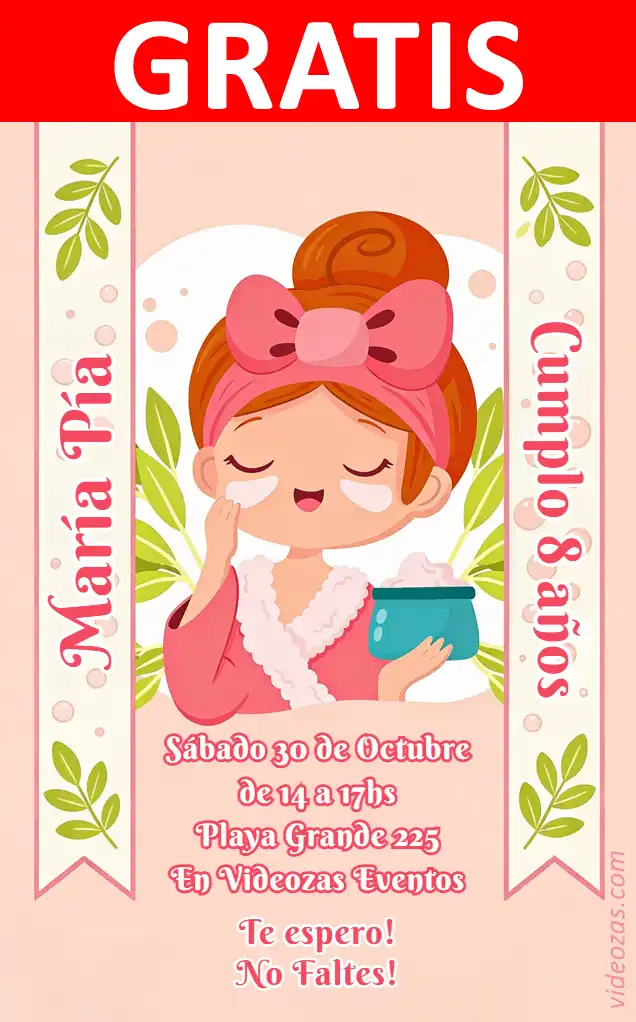Invitación Spa GRATIS | Editable y Personalizable | Fácil y Rápido | Hacer Online Ahora!