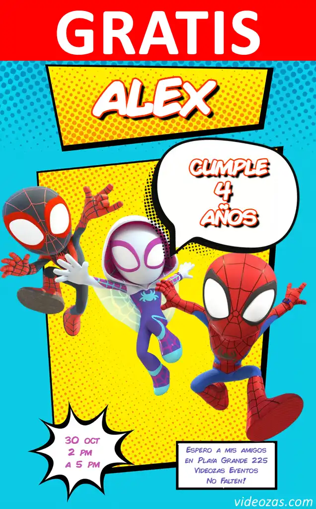 Convite de aniversário personalizado grátis spidey 01