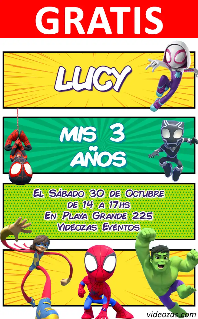 Invitación Spidey GRATIS | Editable y Personalizable | Fácil y Rápido | Hacer Online Ahora!