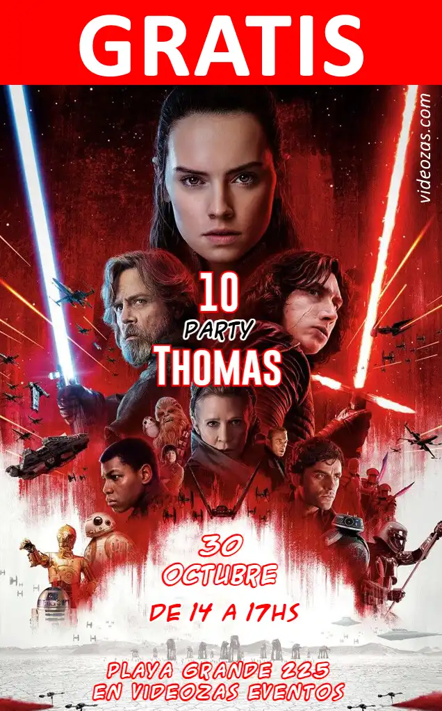 Convite Star Wars GRÁTIS | Editável e Personalizável | Fácil e Rápido | Faça Online Agora!