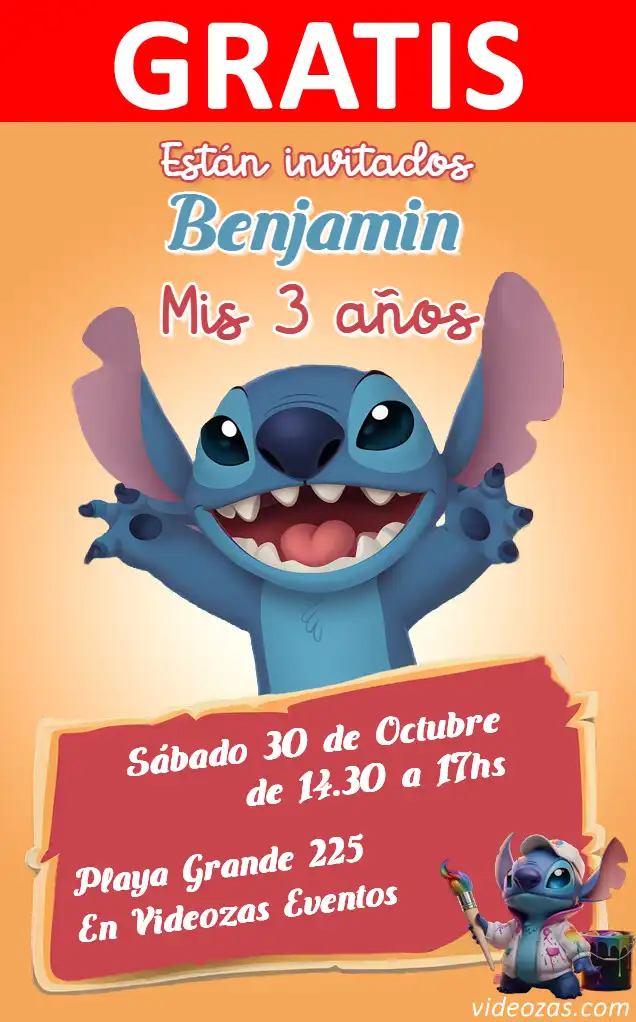 Convite de aniversário personalizado grátis stitch 02