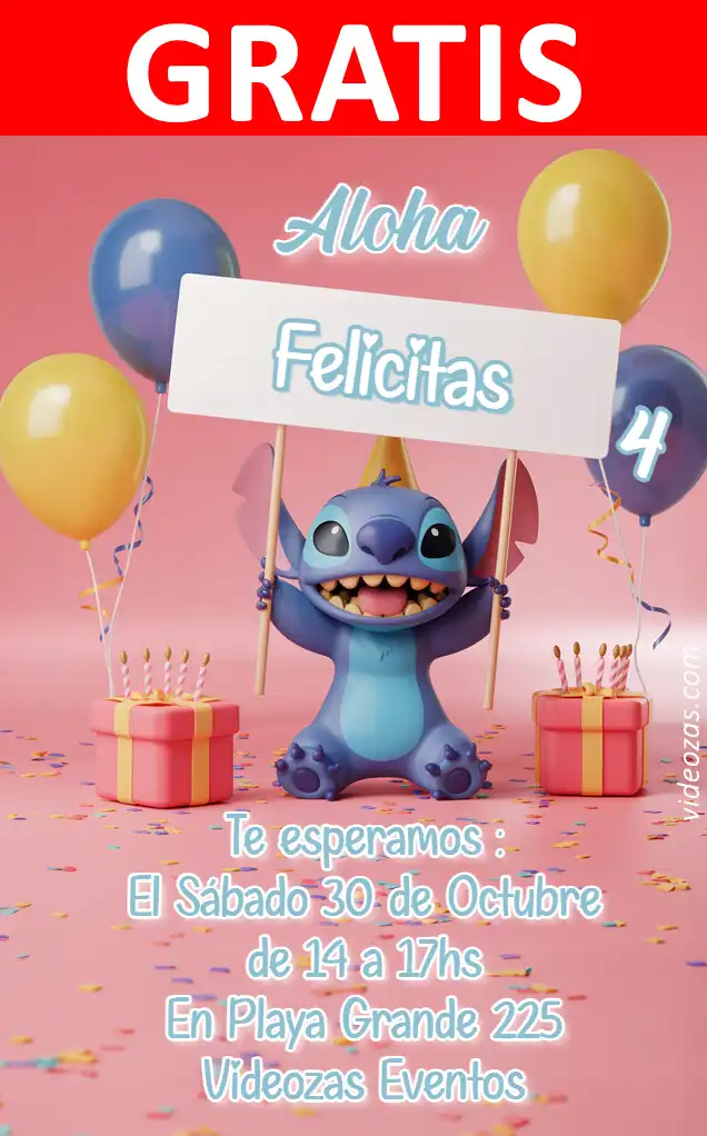 Convite de aniversário personalizado grátis stitch 03