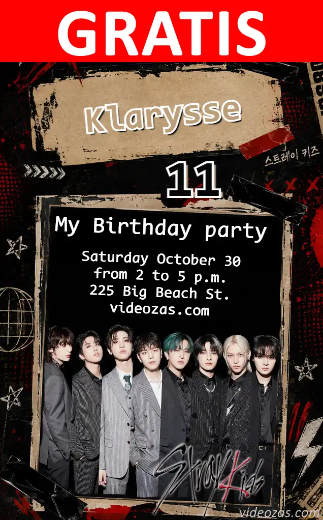 Invitación Stray Kids GRATIS | Editable y Personalizable | Fácil y Rápido | Hacer Online Ahora!