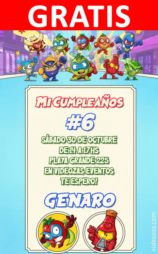 Invitación Superzings GRATIS | Editable y Personalizable | Fácil y Rápido | Hacer Online Ahora!