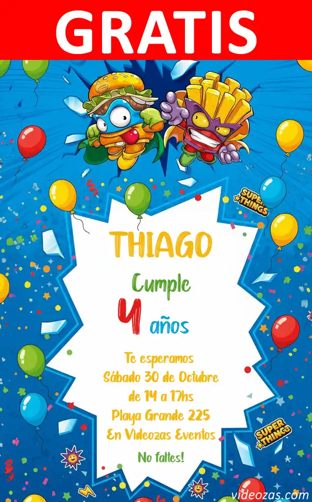 Convite Superzings GRÁTIS | Editável e Personalizável | Fácil e Rápido | Faça Online Agora!