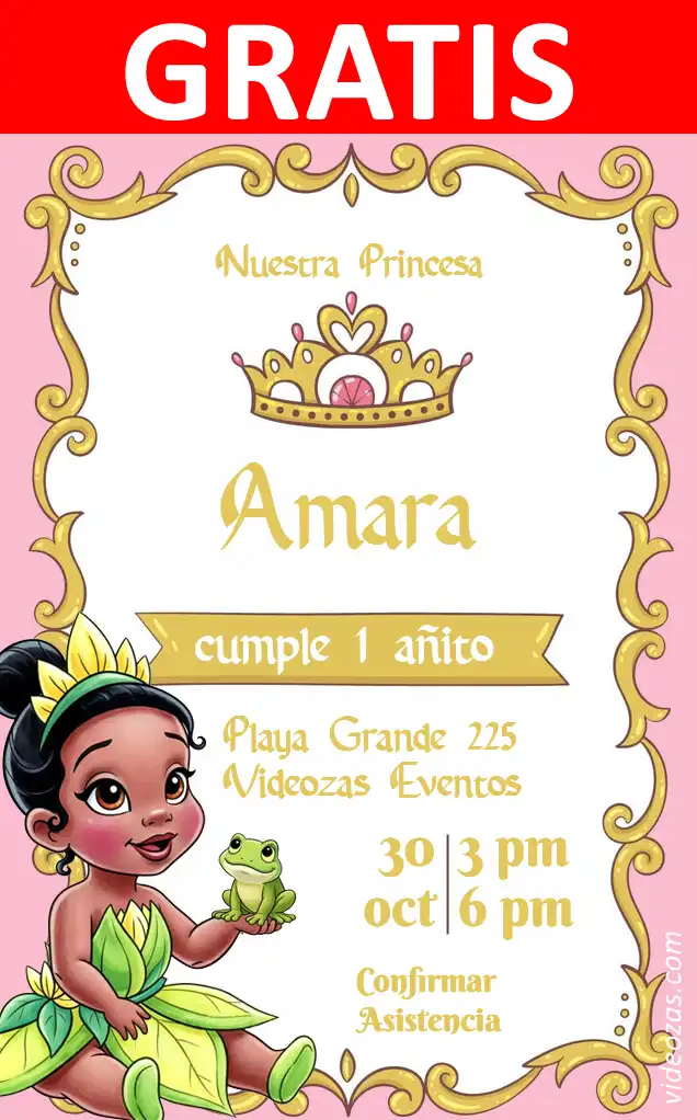 Invito Tiana la Principessa GRATIS | Modificabile e Personalizzabile | Facile e Veloce | Crea Online Ora!