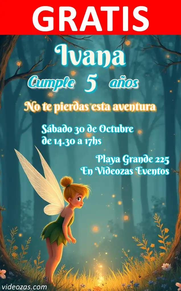 Invitación de cumpleaños personalizada gratis tinkerbell 02