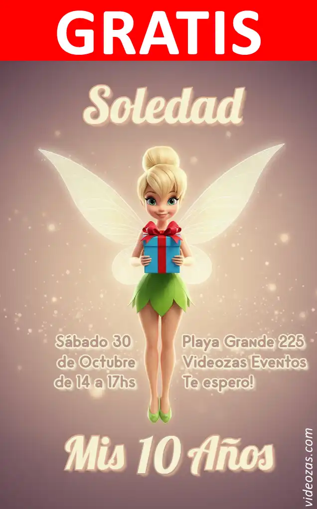 Invitación de cumpleaños personalizada gratis tinkerbell 04