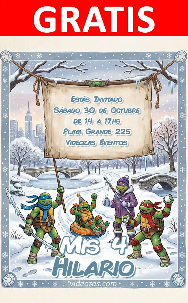 Invito TMNT GRATIS | Modificabile e Personalizzabile | Facile e Veloce | Crea Online Ora!