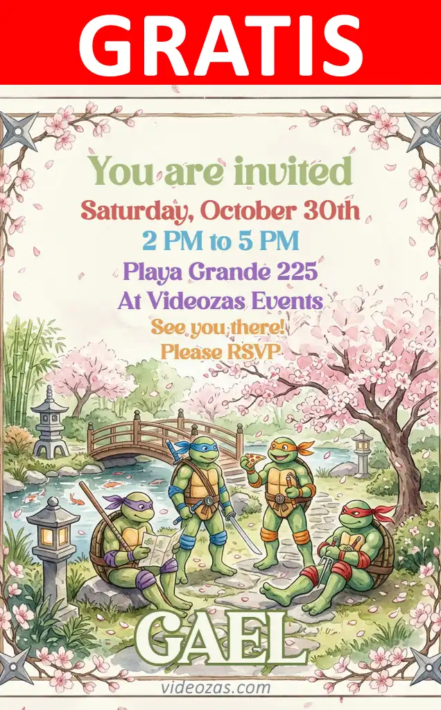 Invitación TMNT GRATIS | Editable y Personalizable | Fácil y Rápido | Hacer Online Ahora!