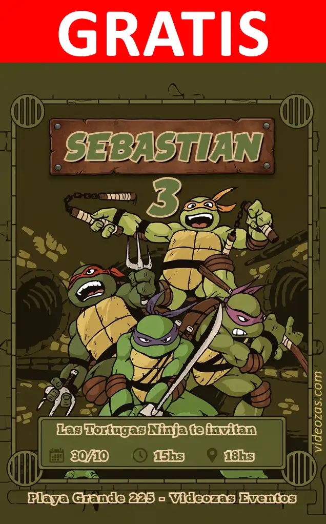 Invitación de cumpleaños personalizada gratis tortugas_ninja 04