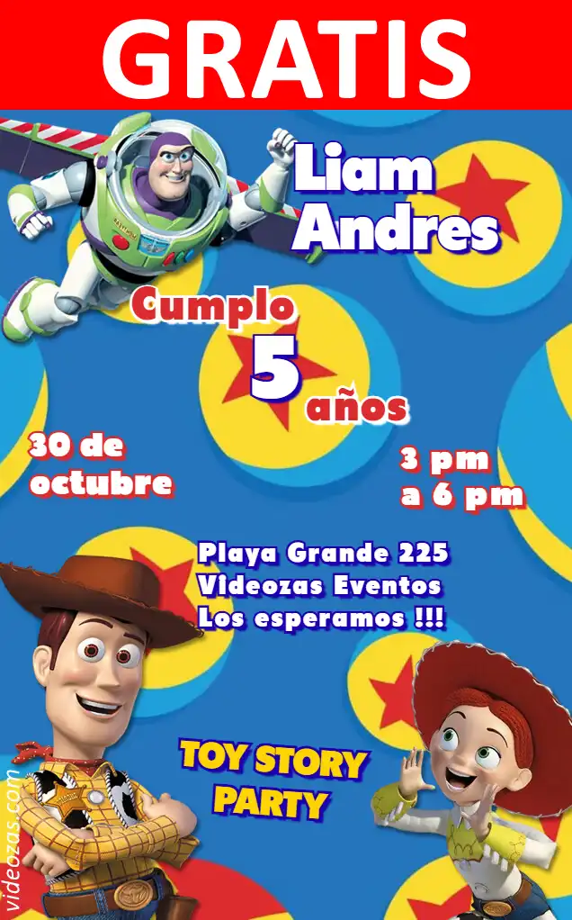 Invitación Toy Story GRATIS | Editable y Personalizable | Fácil y Rápido | Hacer Online Ahora!