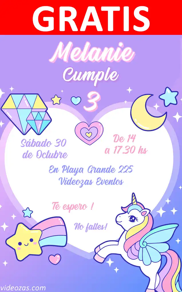 Convite Unicórnios GRÁTIS | Editável e Personalizável | Fácil e Rápido | Faça Online Agora!