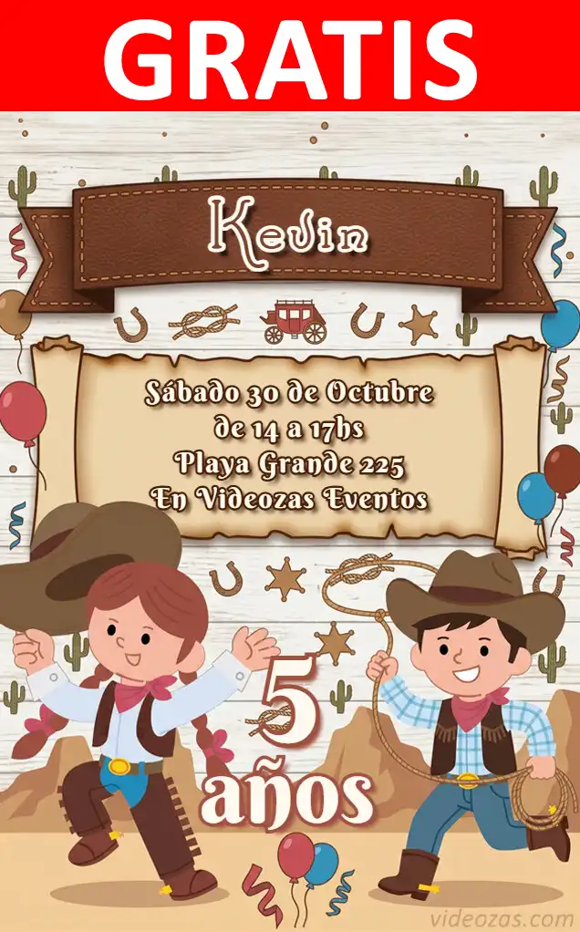 Invitación de cumpleaños personalizada gratis vaquera 01