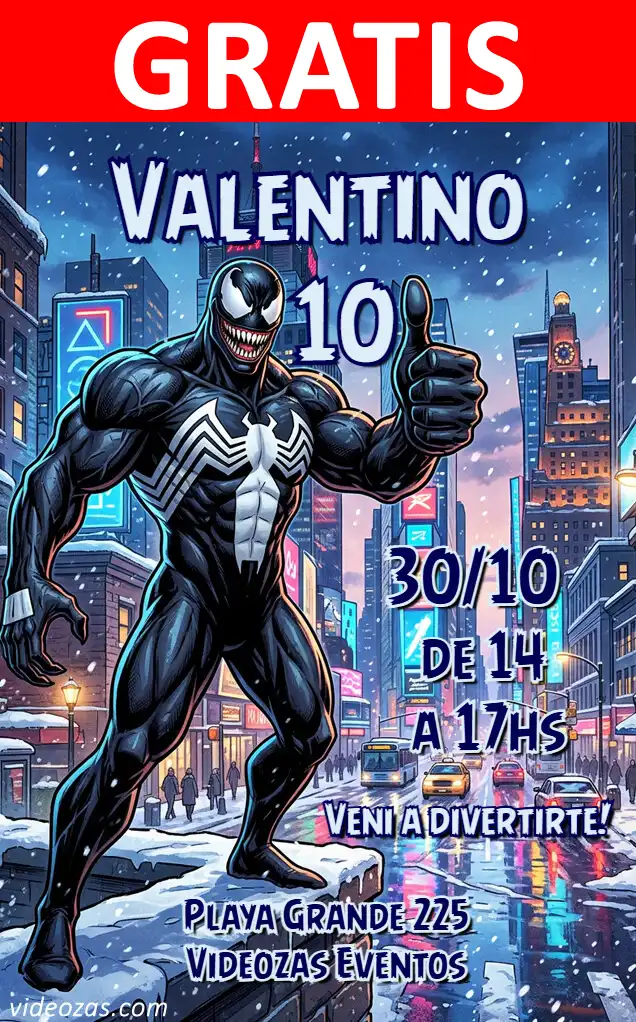 Invitación de cumpleaños personalizada gratis venom 01