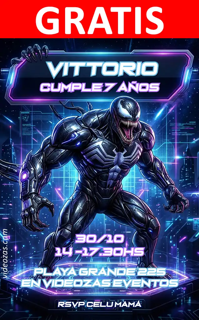 Invitación de cumpleaños personalizada gratis venom 04