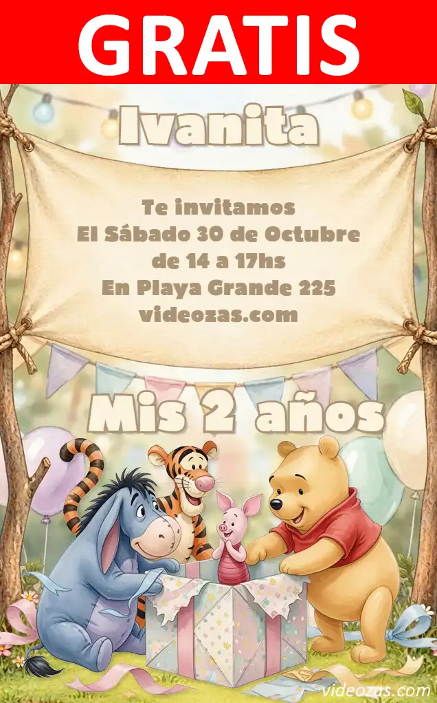 Invito Winnie the Poo GRATIS | Modificabile e Personalizzabile | Facile e Veloce | Crea Online Ora!