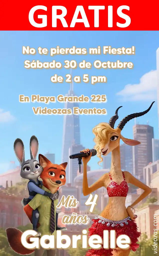 Convite Zootopia GRÁTIS | Editável e Personalizável | Fácil e Rápido | Faça Online Agora!